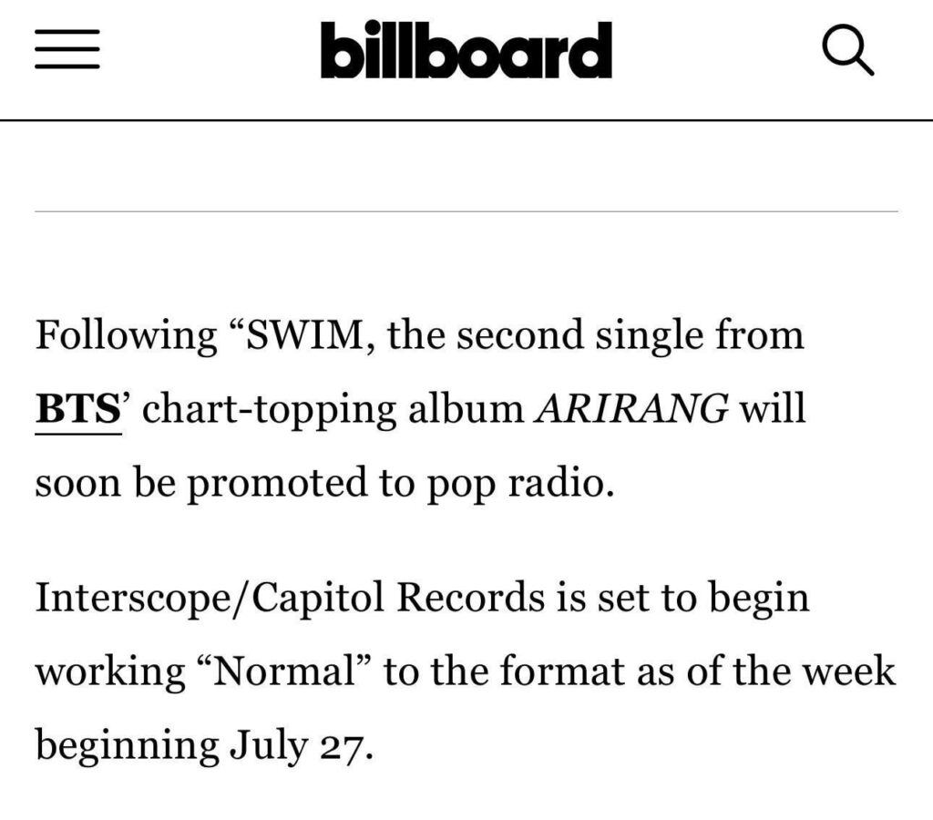سيتم ترقية أغنية "NORMAL" لفرقة BTS إلى الراديو البوب ​​خلال أسبوع 27 يوليو