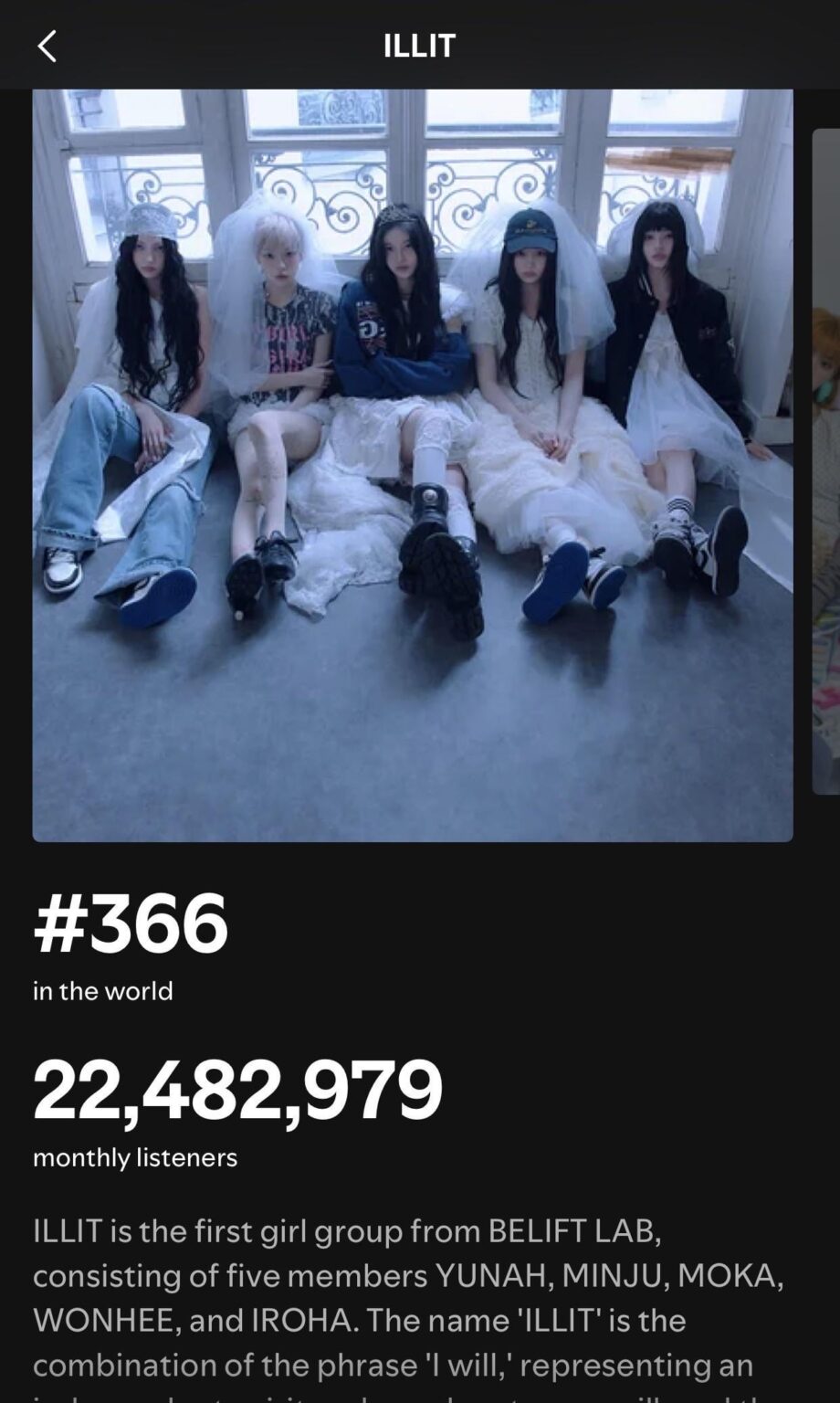 Illit هي الآن فرقة فتيات الكيبوب رقم 1 مع أكبر عدد من المستمعين شهريًا على Spotify (22.5 مليونًا)
