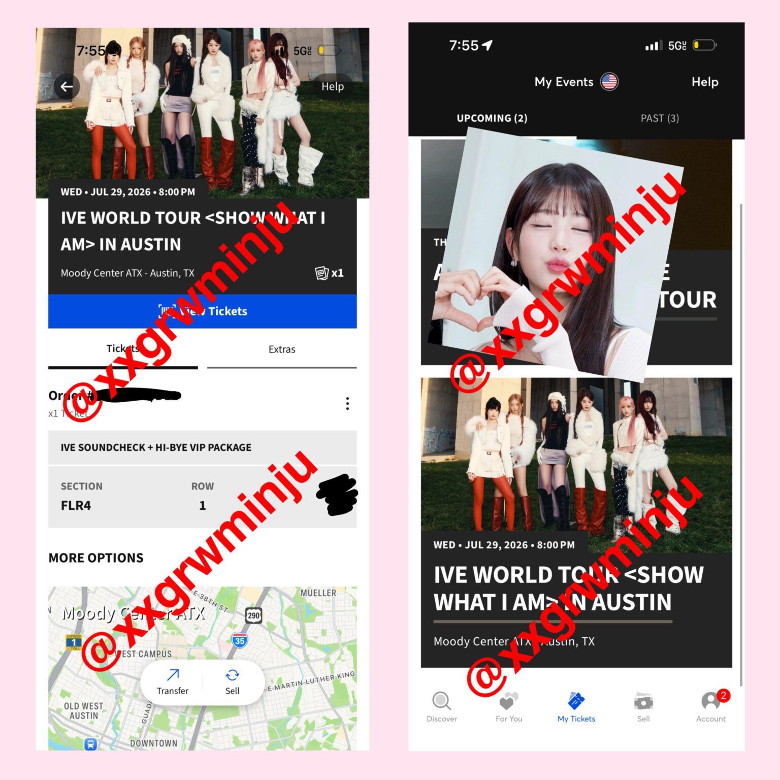 [WTS] 1x فحص صوت VIP + مرحباً لـ IVE 7/29 @ Moody Center، ATX