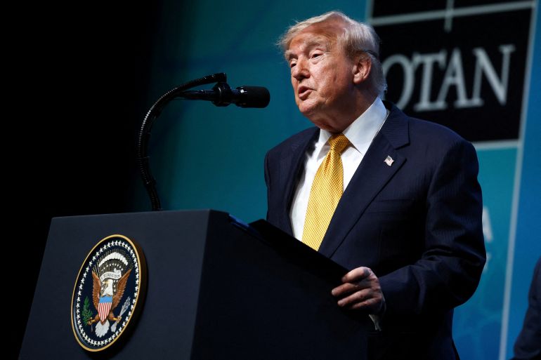FILE PHOTO: U.S. President Donald Trump speaks during a press conference on the day of a NATO leaders' summit in Ankara, Turkey, July 8, 2026. REUTERS/Stoyan Nenov/File Photo