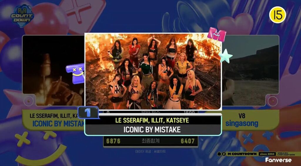 260709 LE SSERAFIM x ILLIT x KATSEYE حصلوا على فوزهم الثاني لـ "ICONIC BY MISTAKE" على Mnet M Countdown