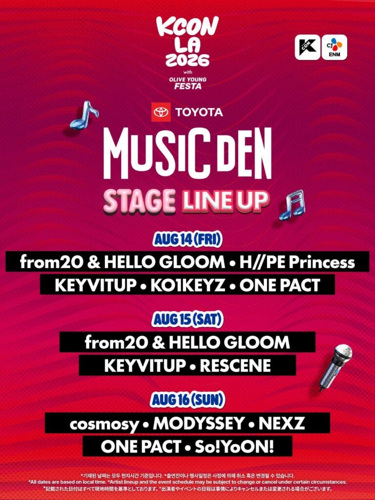 KCON LA 2026 - التشكيلة اليومية لـ TOYOTA MUSIC DEN STAGE