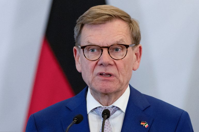 German Foreign Minister Johann Wadephul speaks during a press conference with Mexican Foreign Minister Roberto Velasco (not pictured) at the Ministry of Foreign Affairs in Mexico City, Mexico, June 4, 2026. REUTERS/Quetzalli Nicte-Ha