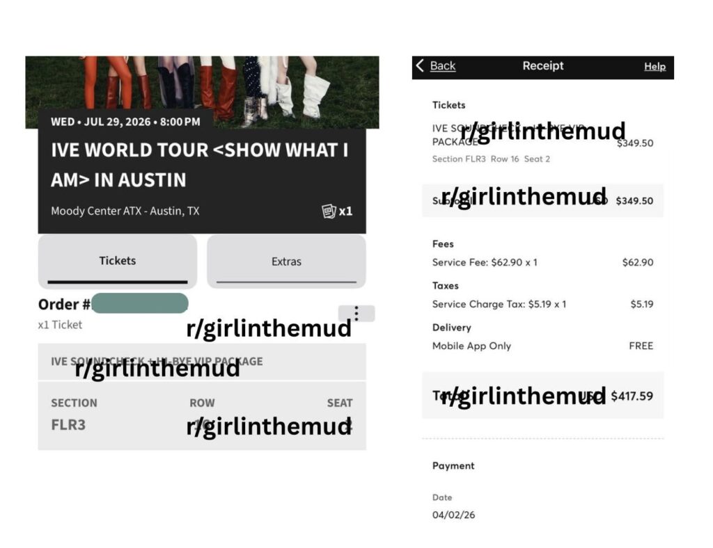 تذكرة VIP لـ WTS IVE WORLD TOUR أوستن 29 يوليو!