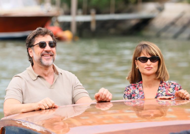 VENICE, ITALY - SEPTEMBER 9: Javier Bardem and Penelope Cruz are seen at the Hotel Excelsior Venice Lido Pier during the 83rd Venice International Film Festival on September 9, 2026 in Venice, Italy. (Photo by JB Lacroix/FilmMagic)