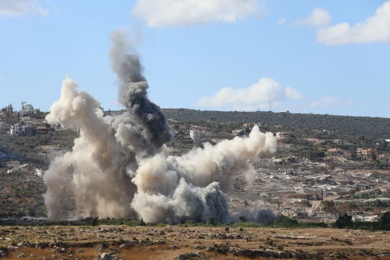 This picture taken from the southern Lebanese village of Hanniyeh shows smoke rising from a site targeted by an Israeli airstrike in the nearby village of al-Mansouri on October 1, 2026.
