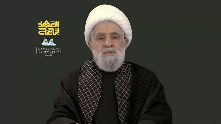 الأمين العام لحزب الله نعيم قاسم خلال كلمة متلفزة، 27 سبتمبر/أيلول 2026