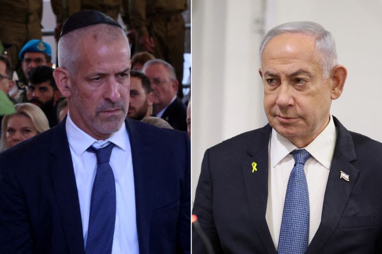 كومبو لنتنياهو (يمين) ورئيس الشاباك رونين بار (يسار) Shin Bet director Ronen Bar